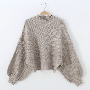 Lantern Sleeve Short Length Cable Knit TB-TO-0533
