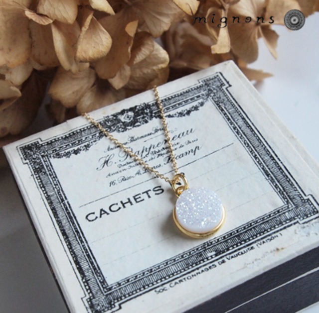 ドゥルージークォーツの一粒ネックレス　金アレ対応