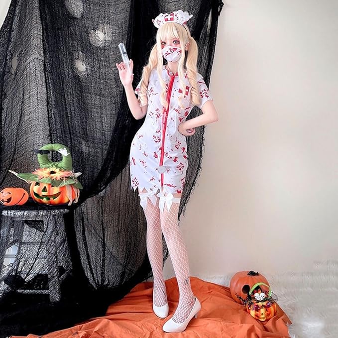 Maazusa] ハロウィン ドクター服 ゾンビ コスプレ ナース 仮装