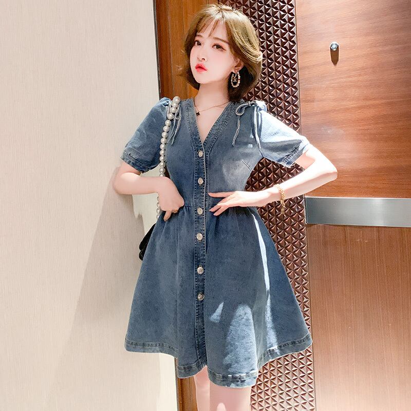 Vネックスリーブウェストドレス リボン スプリング 春物 サマー 夏物 MIUCO16832972947