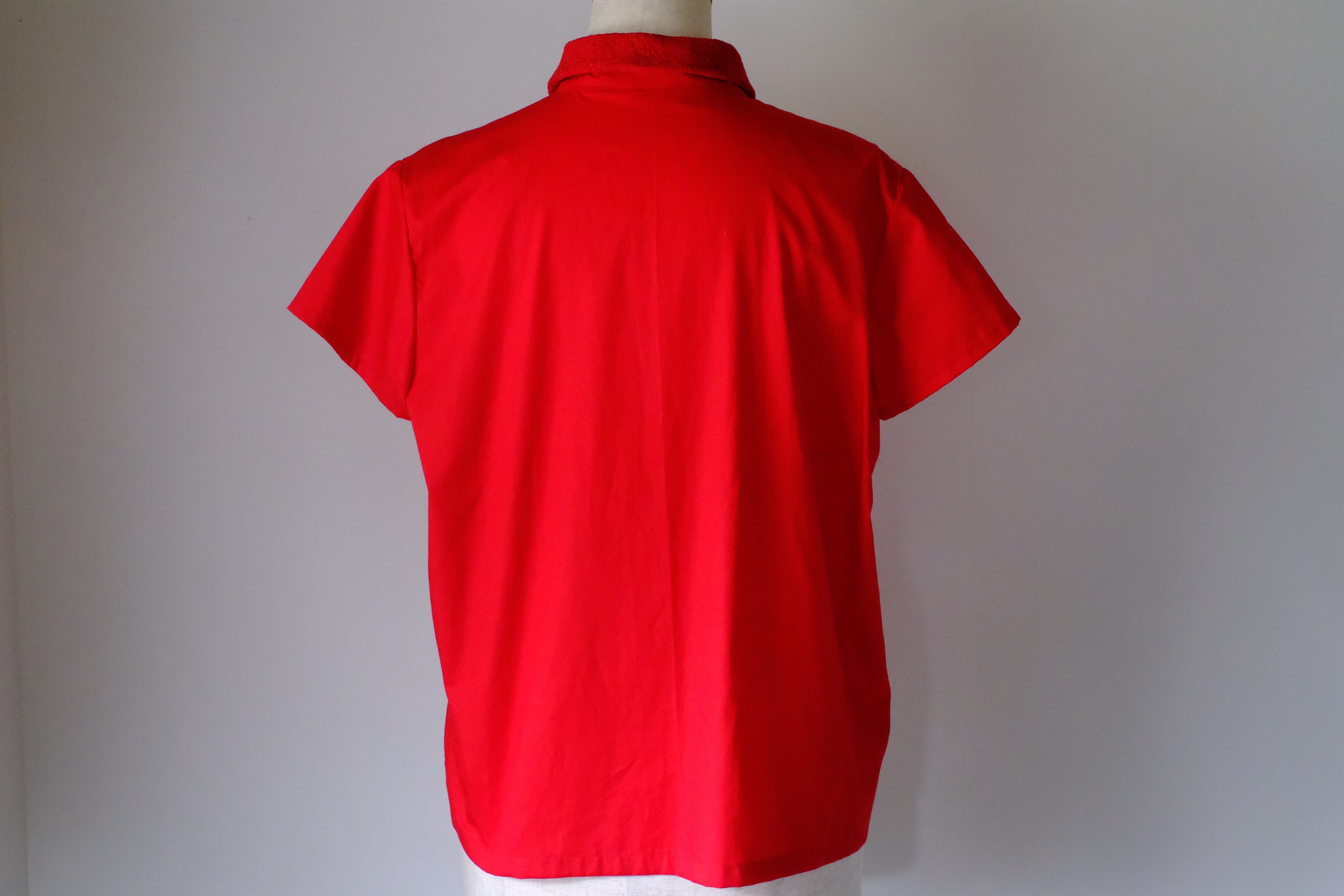 半袖スタンドカラーブラウス cl-133(赤)