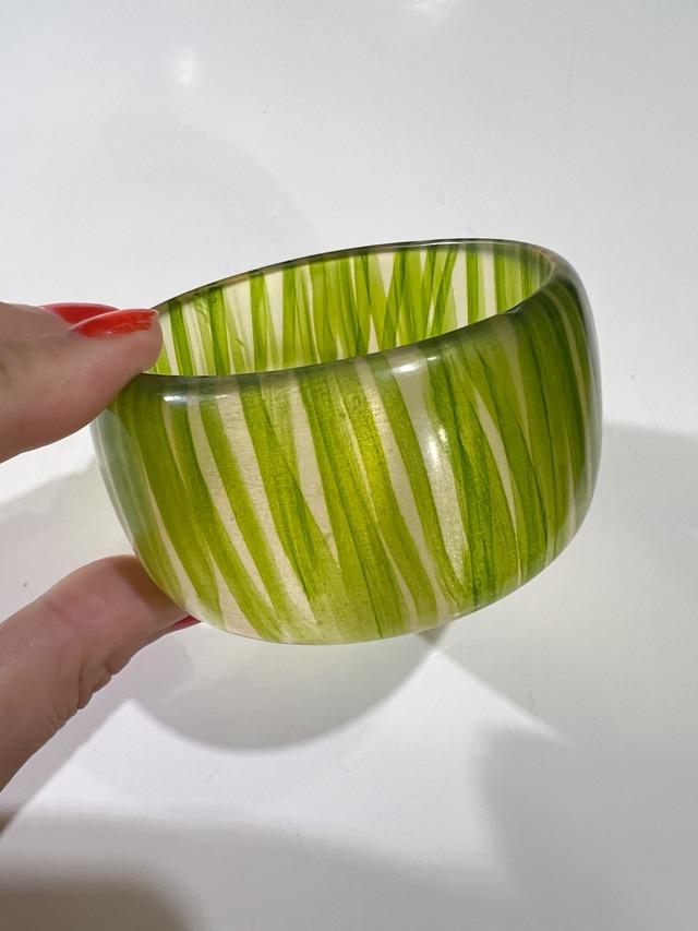 Vintage bamboo green handpaint bangle