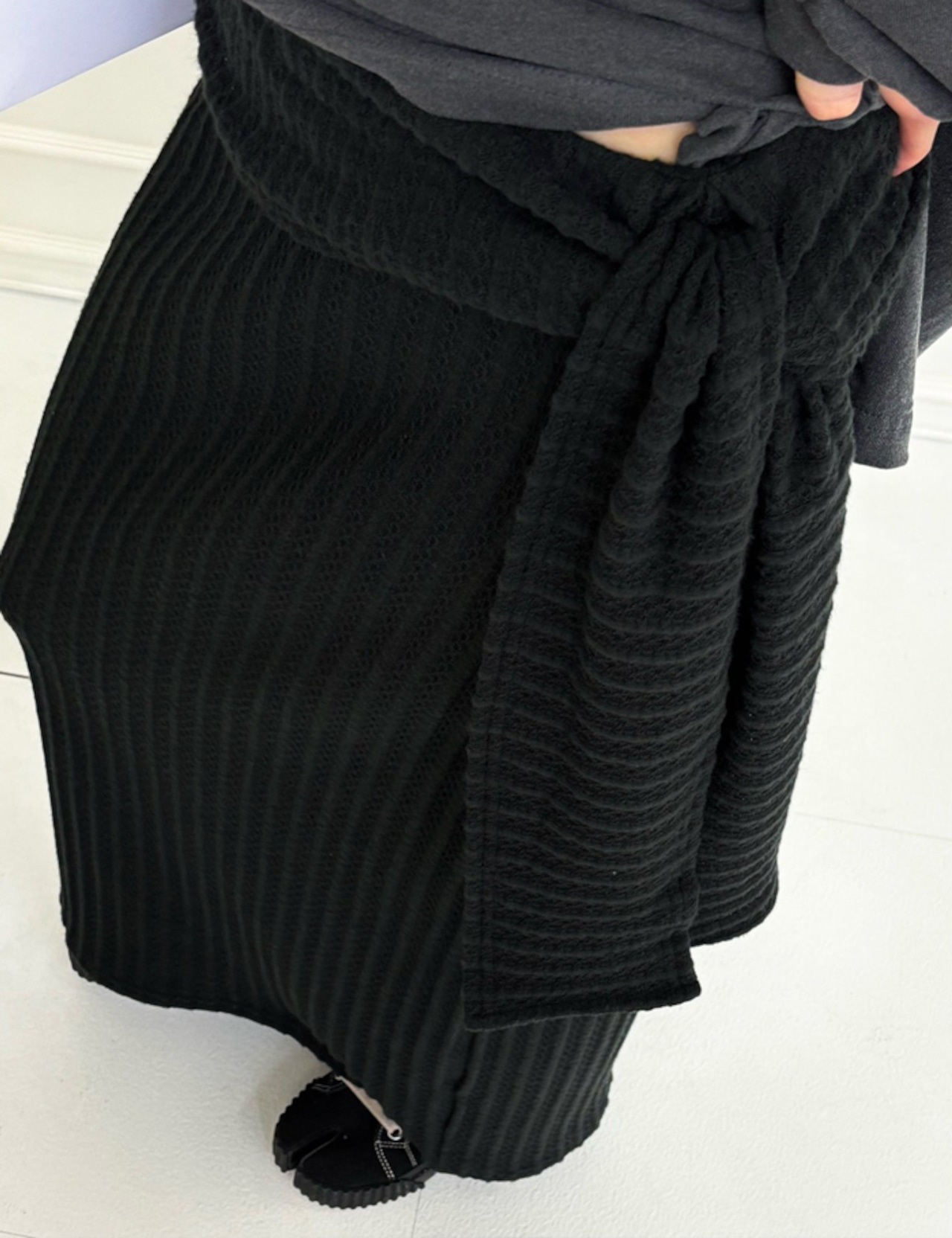 【新作5%OFF・3日間】Waist-Shawl knit Skirt_2colors