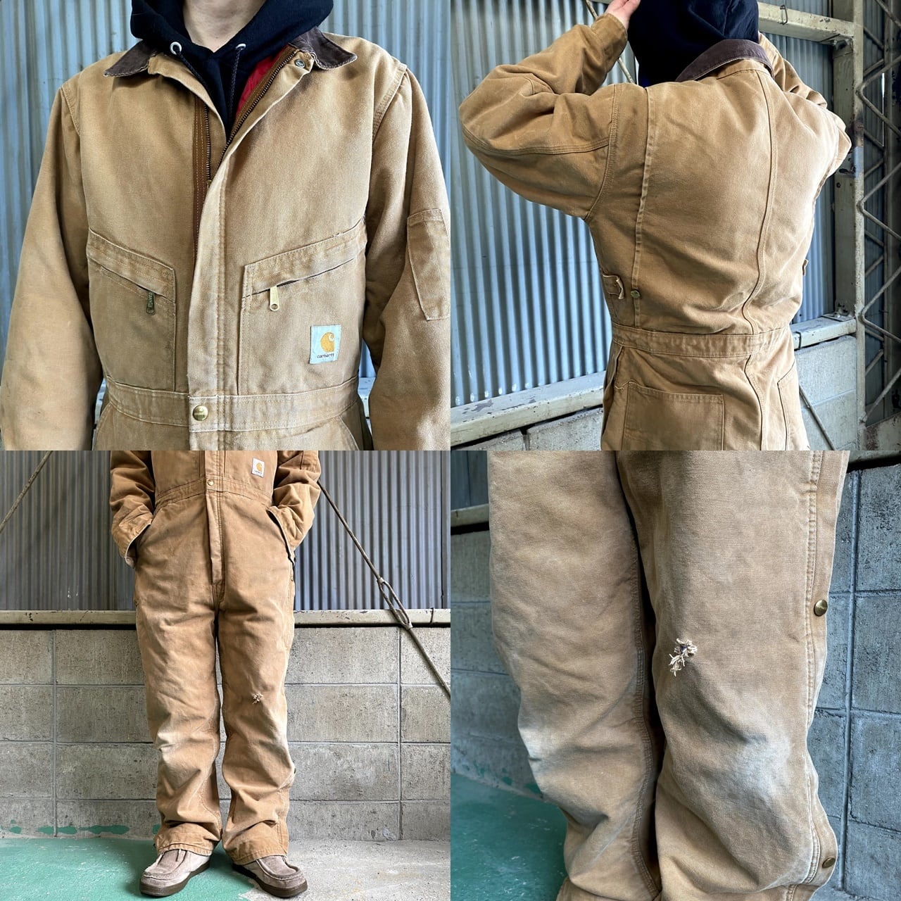 80年代 USA製 Carhartt カーハート ダック地 つなぎ メンズＷ40T 古着 キルティングライナー キャメルブラウン 茶色 80s  ビンテージ ヴィンテージ オールインワン 【オーバーオール】【AL20】 | cave 古着屋【公式】古着通販サイト