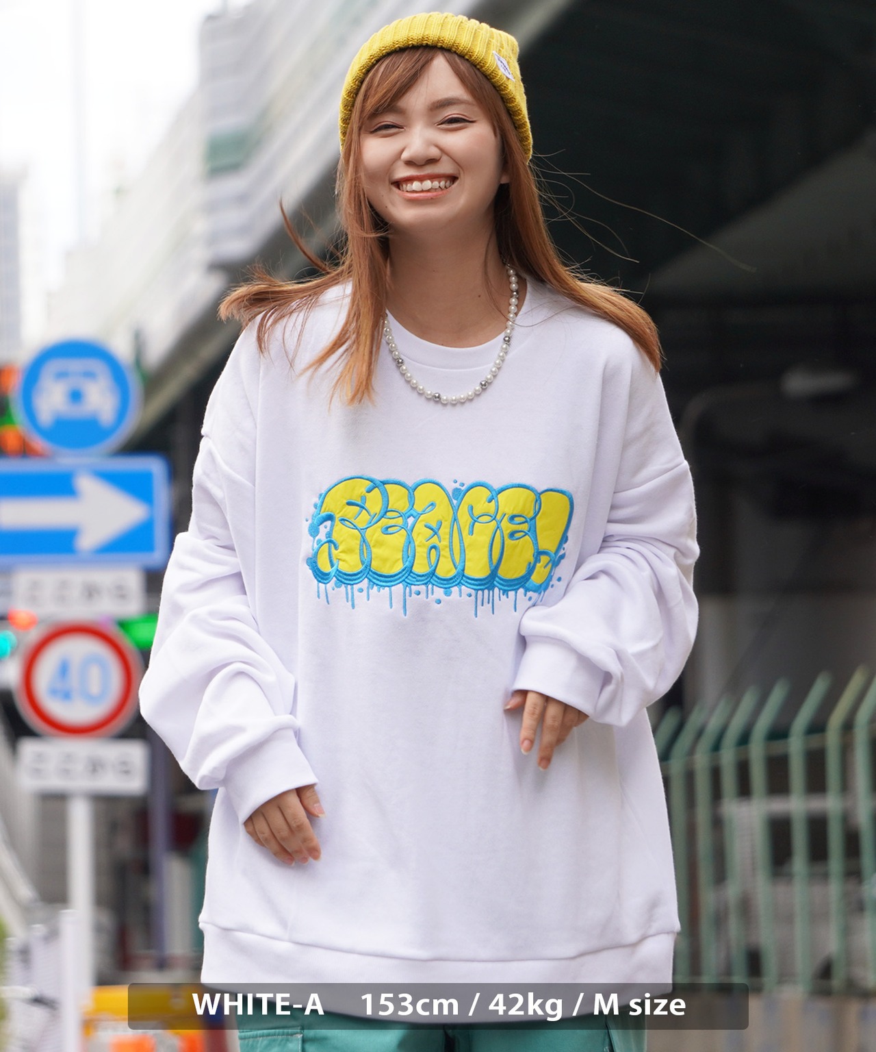 ＼SALE／◆グラフィティ アップリケ刺繍 ビッグトレーナー◆sb-g1340322n