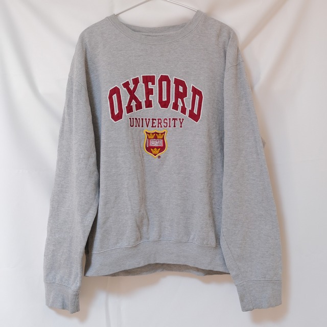 college logo over size sweat / gray