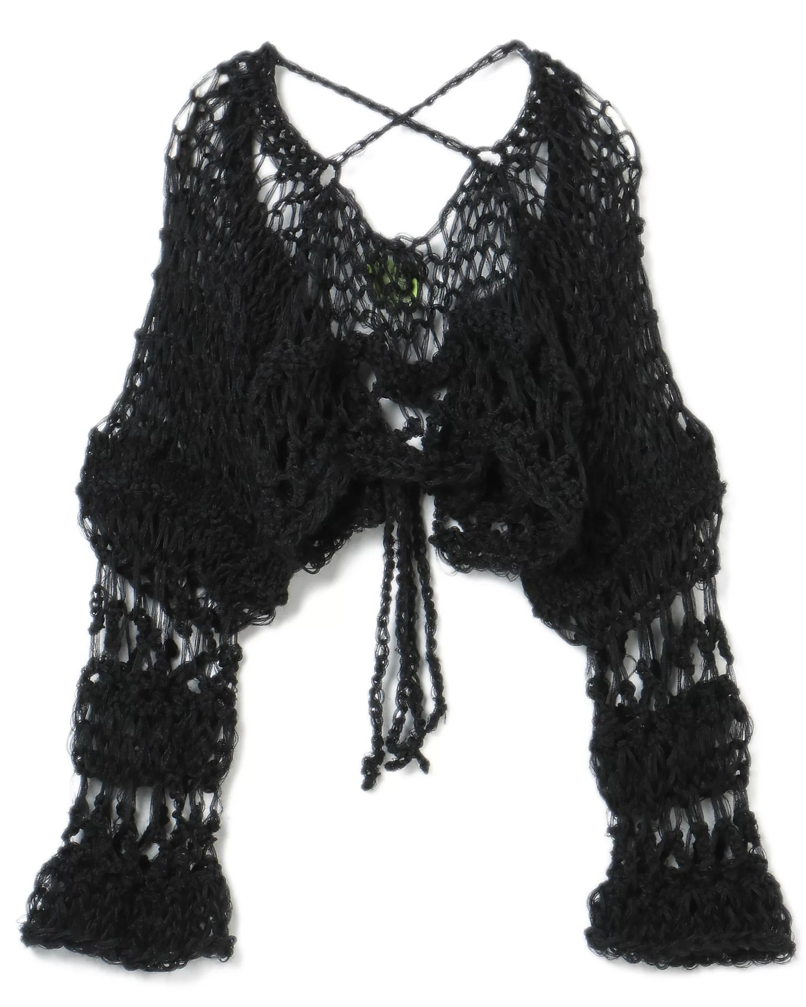 ODAKHA malamute フラワーハンドメイドニットボレロ 黒 ODAKHA】 red flower hand knit bolero | idealclasse