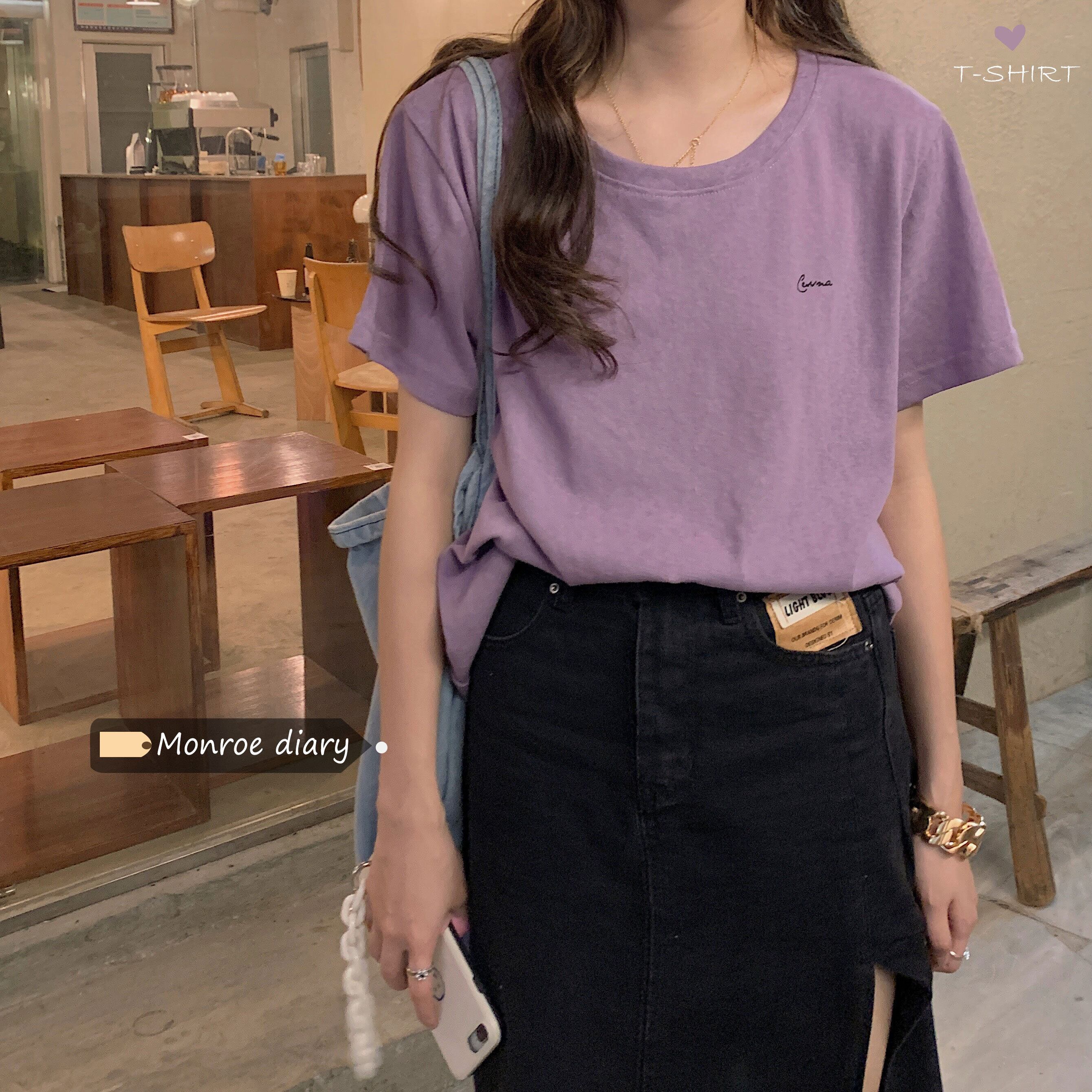 ルーズTシャツ サマー薄手 夏物 パープル モンロー24979916724