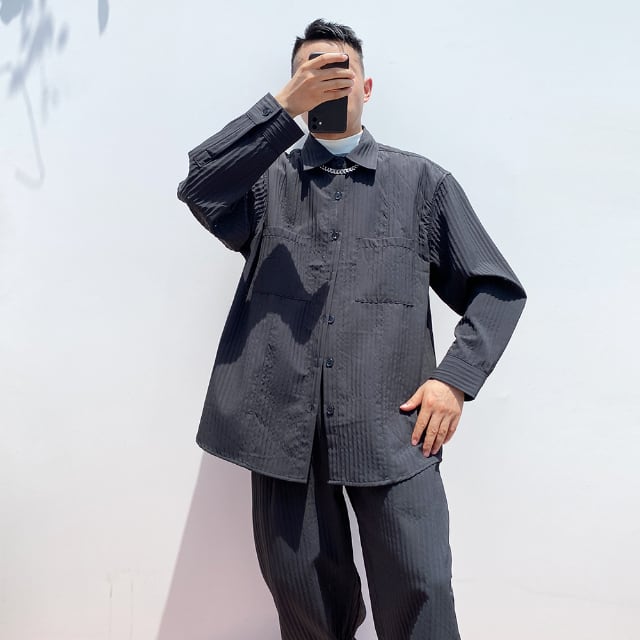 予約販売】メンズ セットアップ メンズ シャツ カジュアル 男前 無地