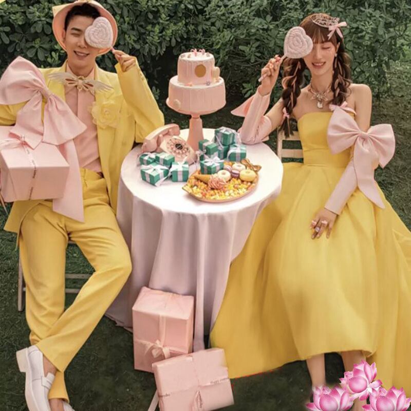 男女セット ウェディングドレス 結婚式 カラードレス お色直し 