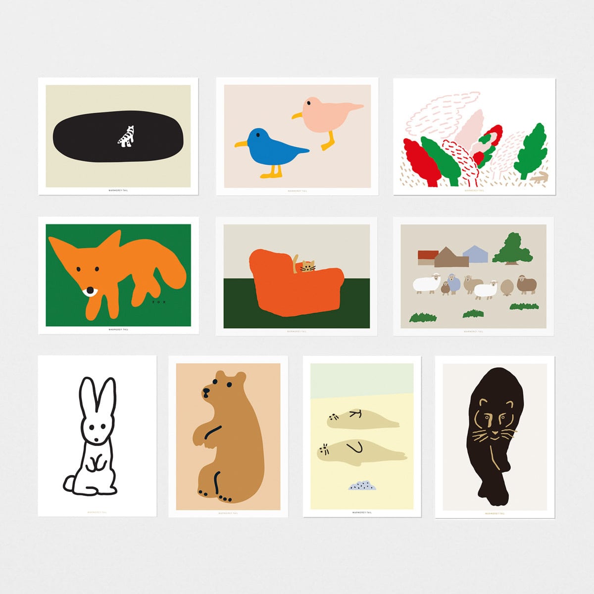 Wild Life Postcard 10 Set 3 ワイルドライフポストカード セット クマ ウサギ 韓国雑貨 北欧 Tokki Maeul トッキマウル 韓国雑貨通販サイト