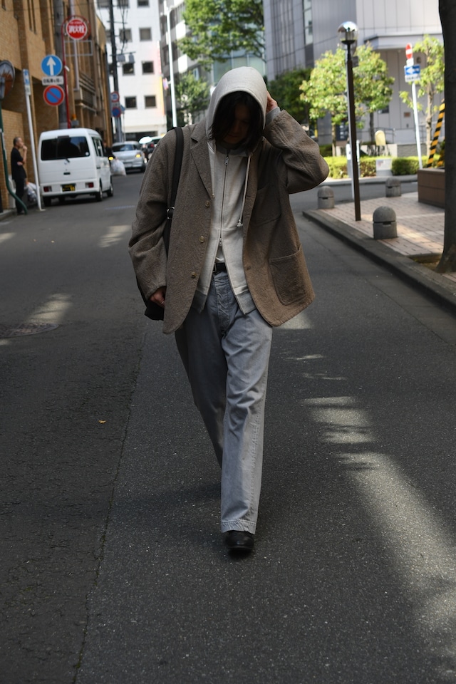 BISOWN / AFTER HOODIE ZIP UP SWEAT (TOP GRAY × OATMEAL)