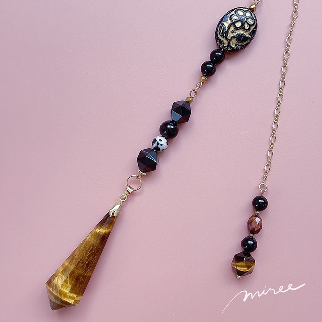 自分を信じて進む力をくれるペンデュラム【タイガーアイ×モリオン】tiger eye pendulum_24