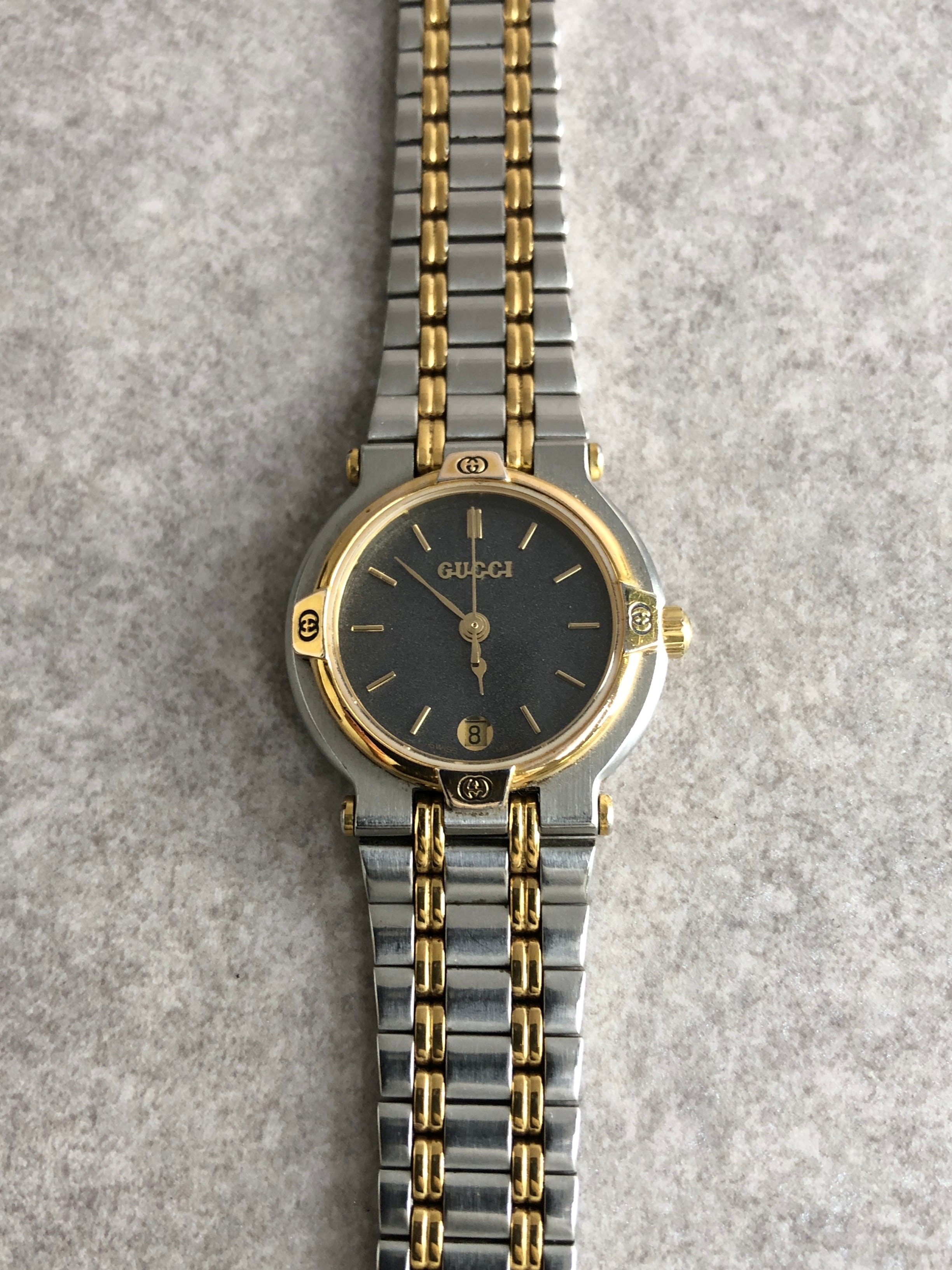 GUCCI シルバー ゴールド 時計 GUCCI グッチ 腕時計 シルバー×ゴールド GG ステンレススチール 9100L