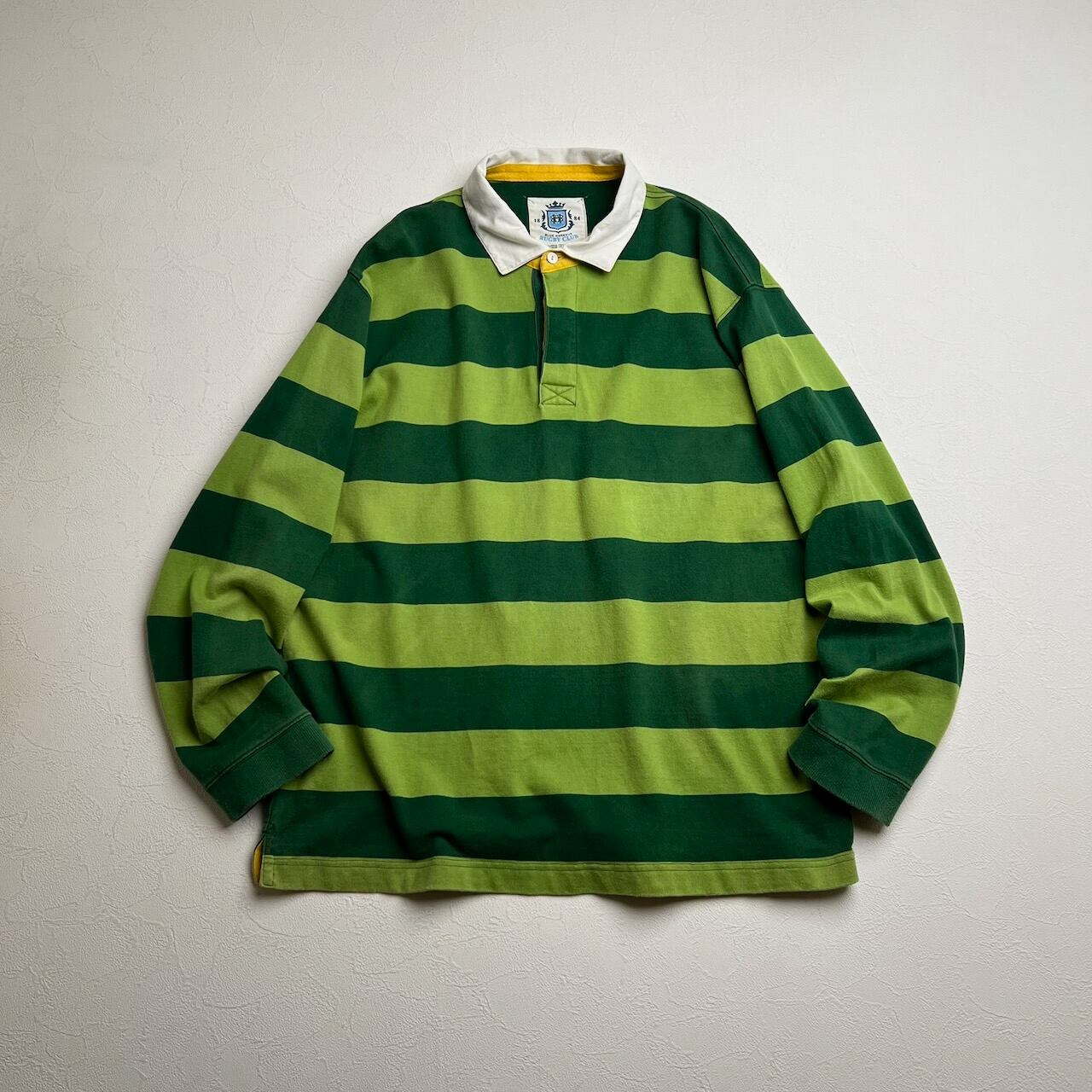 80s~90s RALPH LAUREN インディゴ襟 ラガーシャツ ボーダー 長袖シャツ