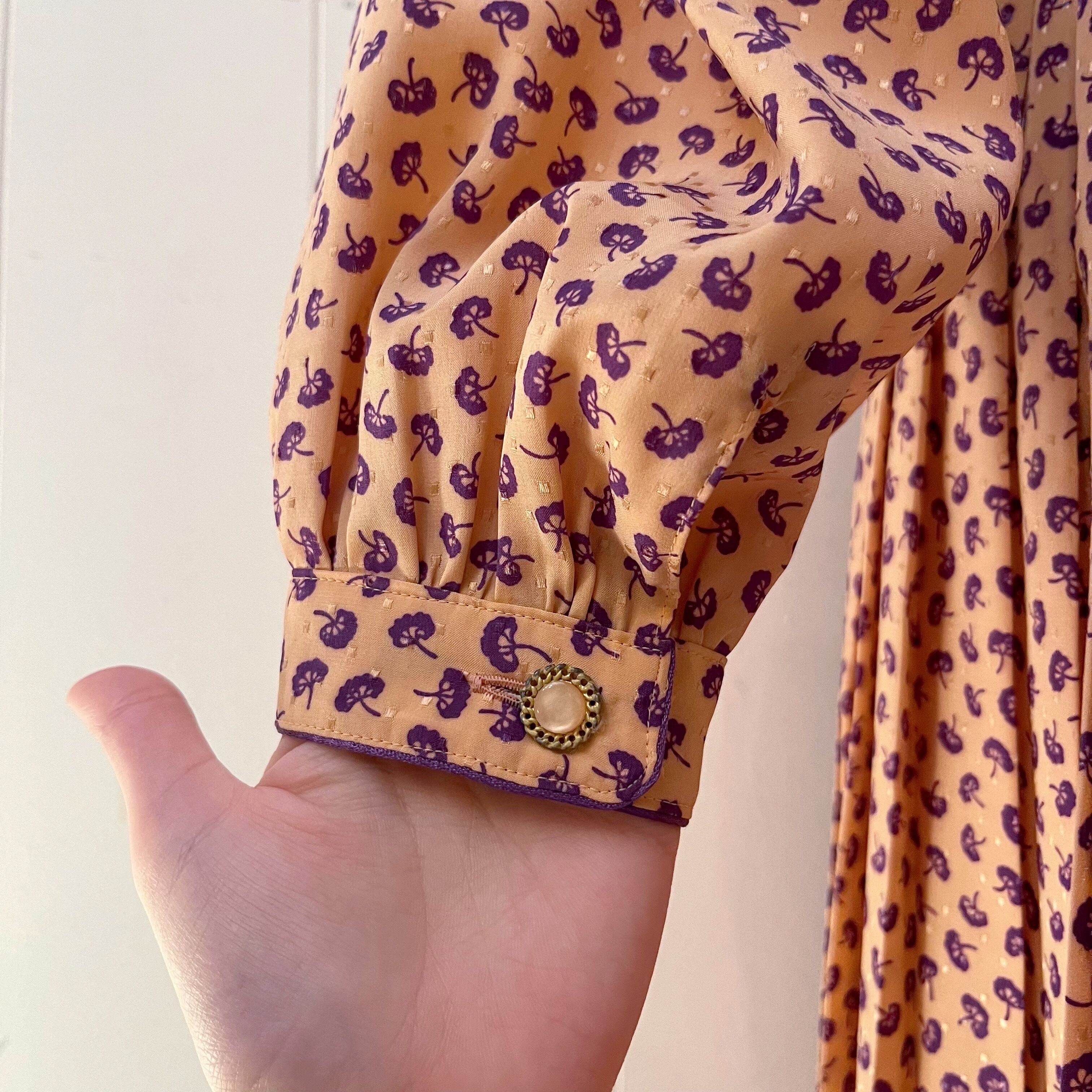 purple mini flower pleats one-piece