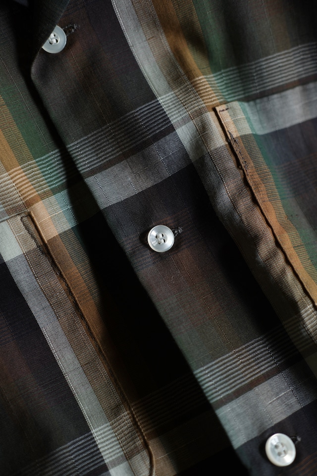 Utah/60-70's "UNKNOWN " cotton polyester open collar shirt