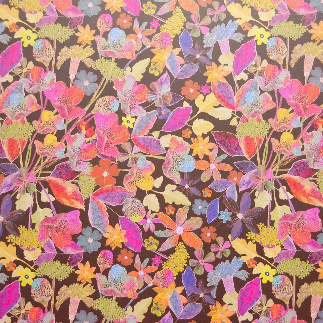 ラッピングペーパー Tatty co 英国製ペーパー 70s Flowers 約50x70cm