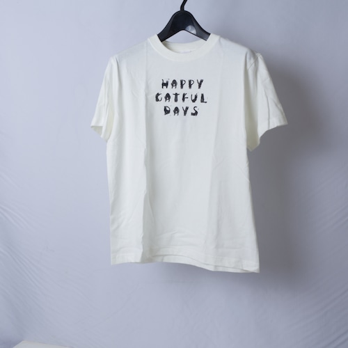 猫Tシャツ - HAPPY CATFUL DAYS-【size:S】ホワイト t4 猫Tシャツ - HAPPY CATFUL DAYS-【size:S】ホワイト t4