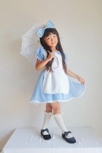 100~140相当【即納】不思議の国のアリス風ワンピース 2種カチューシャセット アリス 水色ワンピ