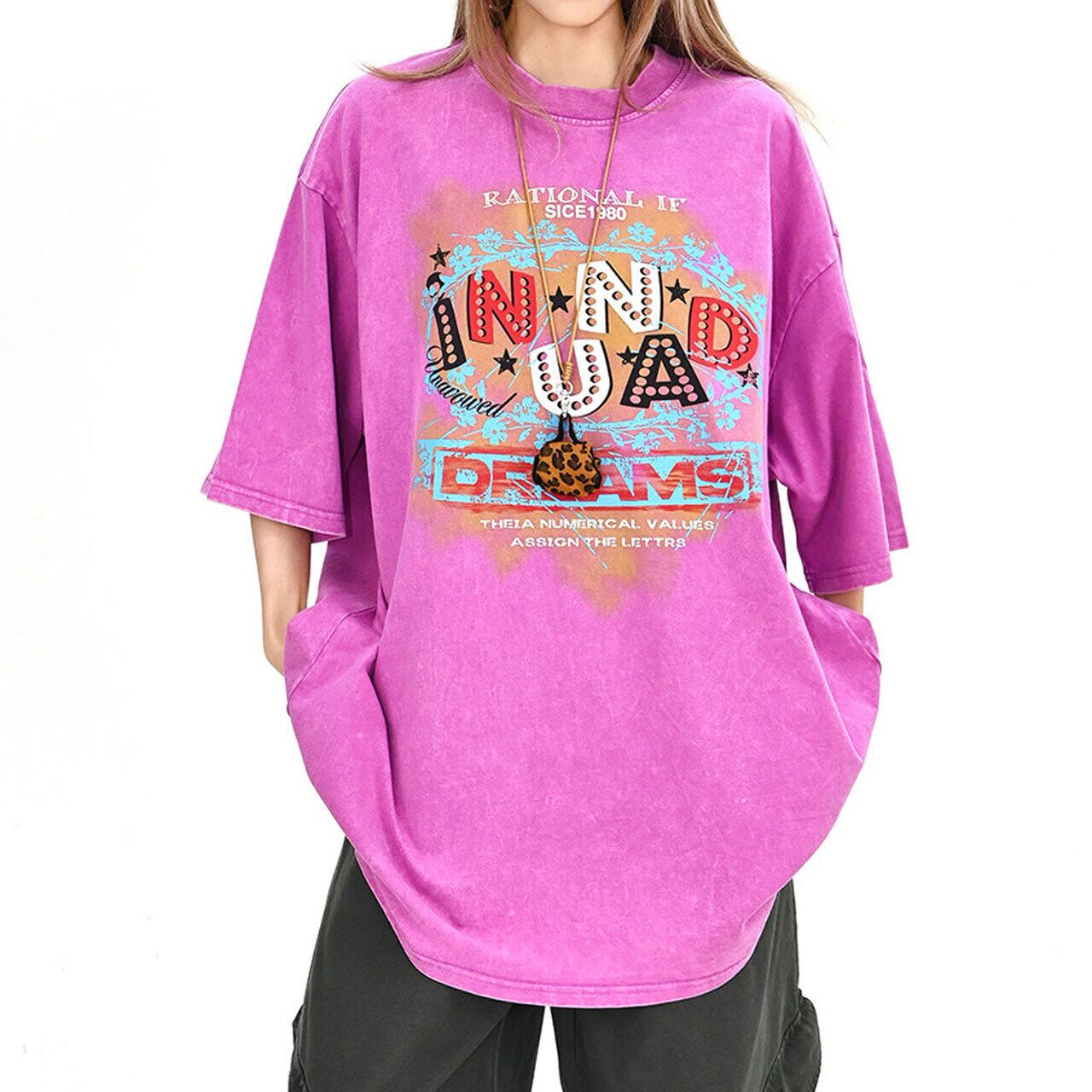 レトロポップウォッシュドグラフィックロゴプリントTシャツ 2col R02020