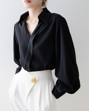 Vネックカシュクール風ブラウス A0949