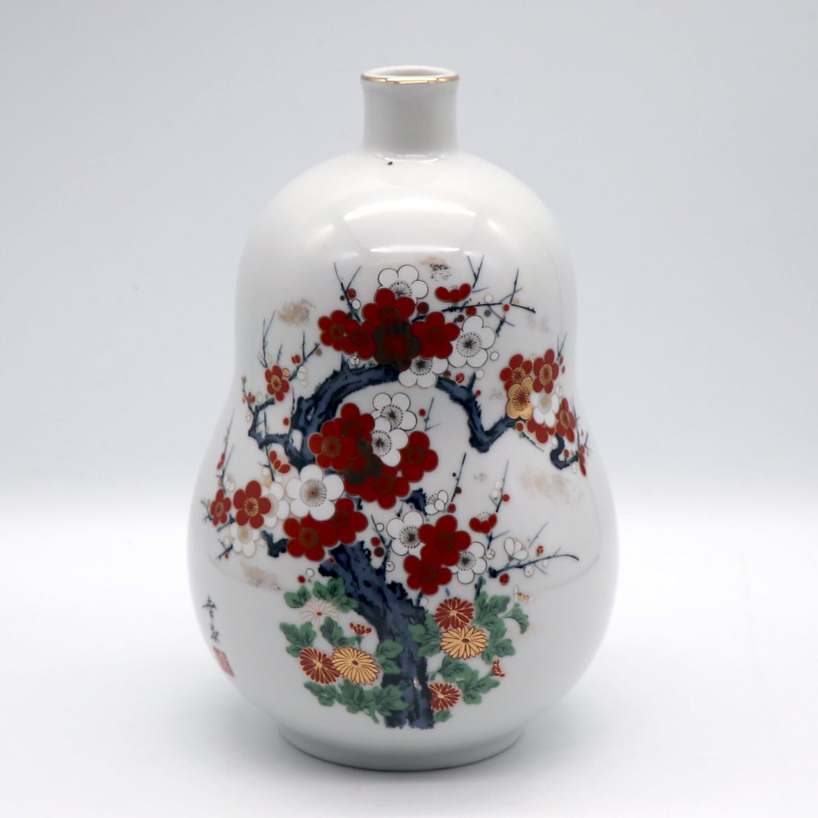 九谷焼・幸泉・ひょうたん型・梅・菊・花瓶・花器・一輪挿し・No 九谷焼・幸泉・ひょうたん型・梅・菊・花瓶・花器・一輪挿し・No