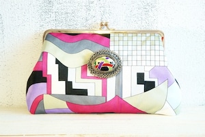 ITALY PAROLARI EMILIO PUCCI gamaguchi clutch bag handemade ● 手作りイタリアエミリオプッチ柄がま口財布ポーチバッグハンドメイド