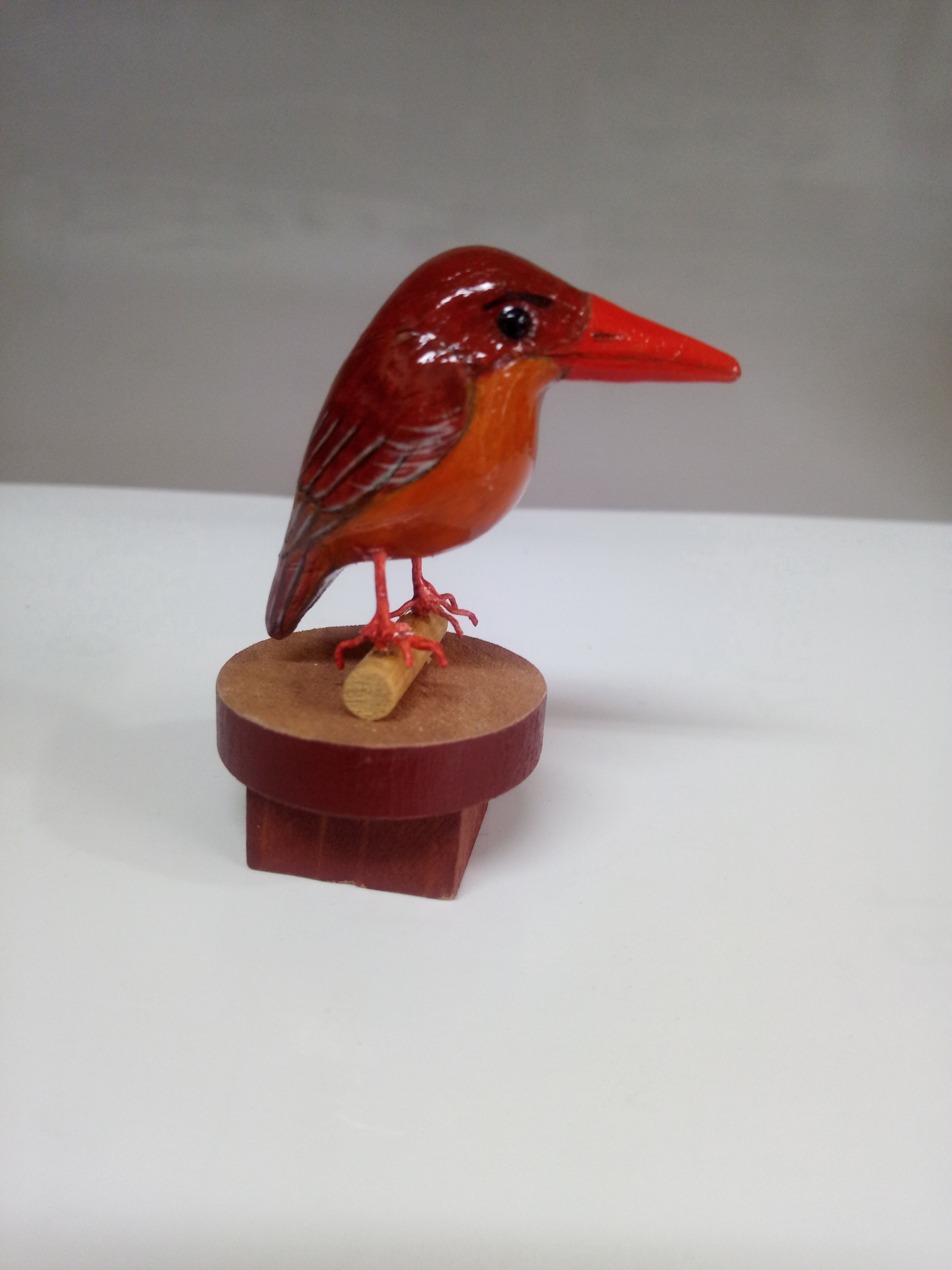 木彫りの鳥(ミニサイズ) アカショウビン - 通販 - www