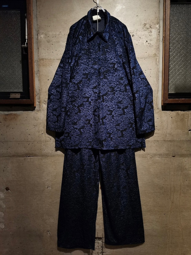 【Caka】Beautiful Flower Pattern Velor Shirts  Setup