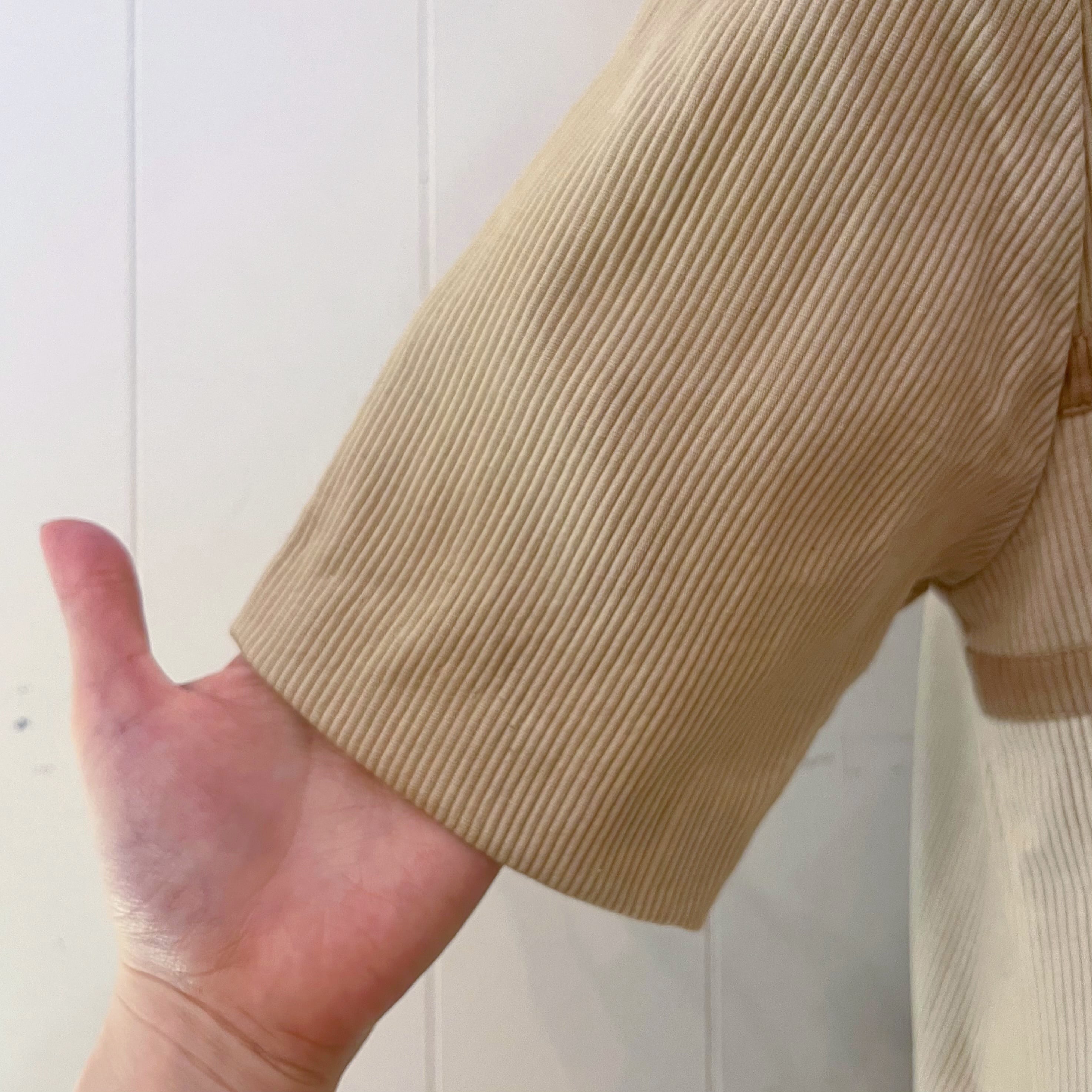 ribbon beige corduroy one-piece