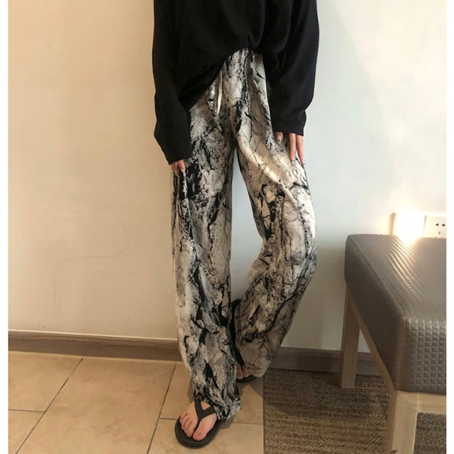 Marble Pattern Wide Pants KRE1693