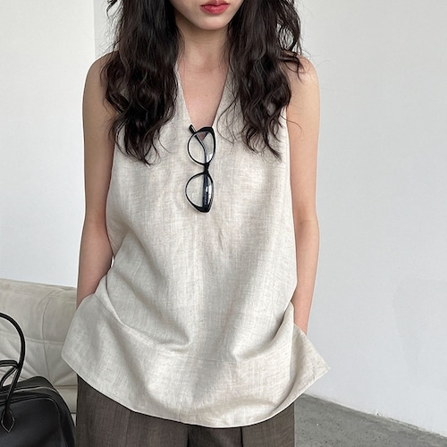 v-neck halter neck shirt　10944
