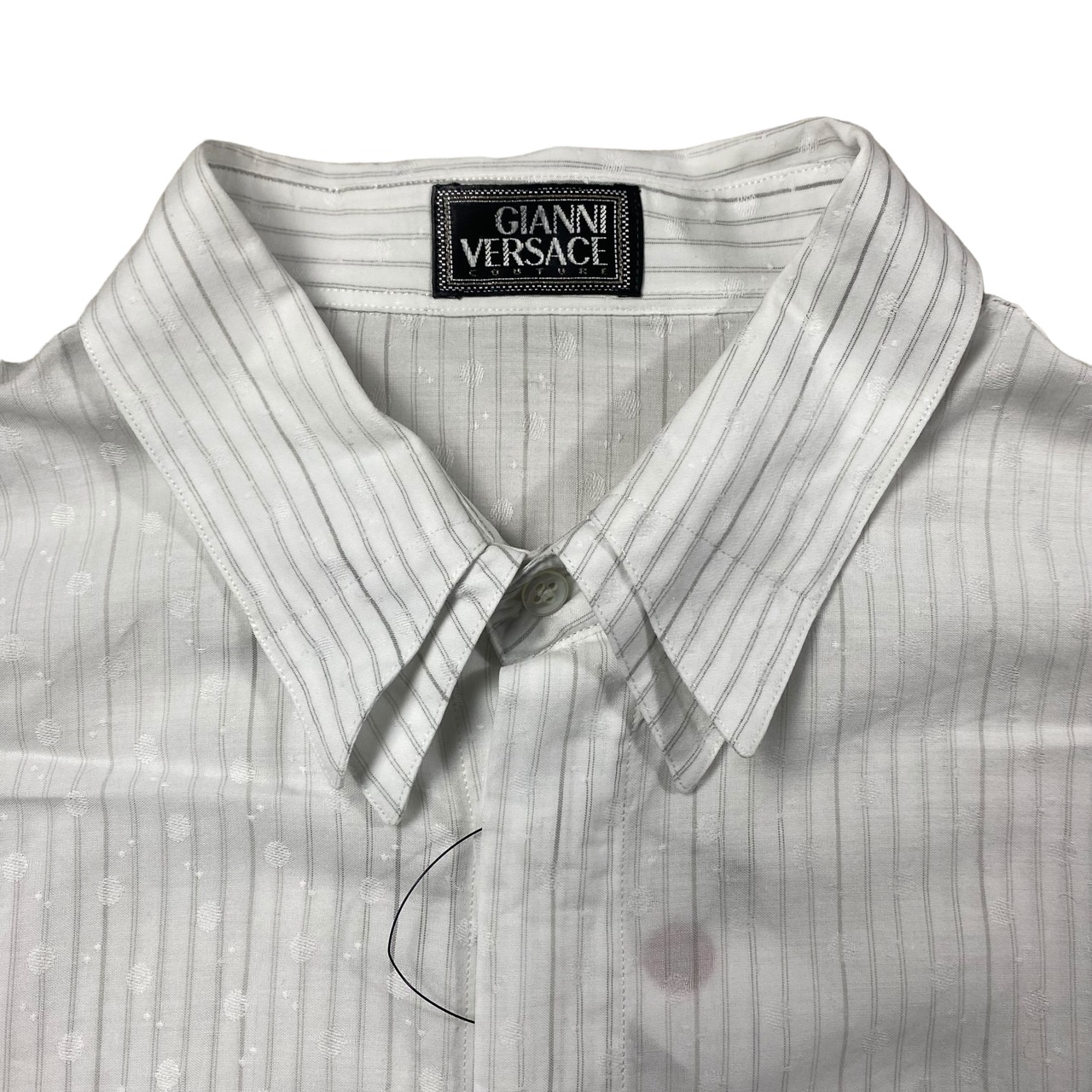 GIANNI VERSACE dot woven double collar stripe shirt