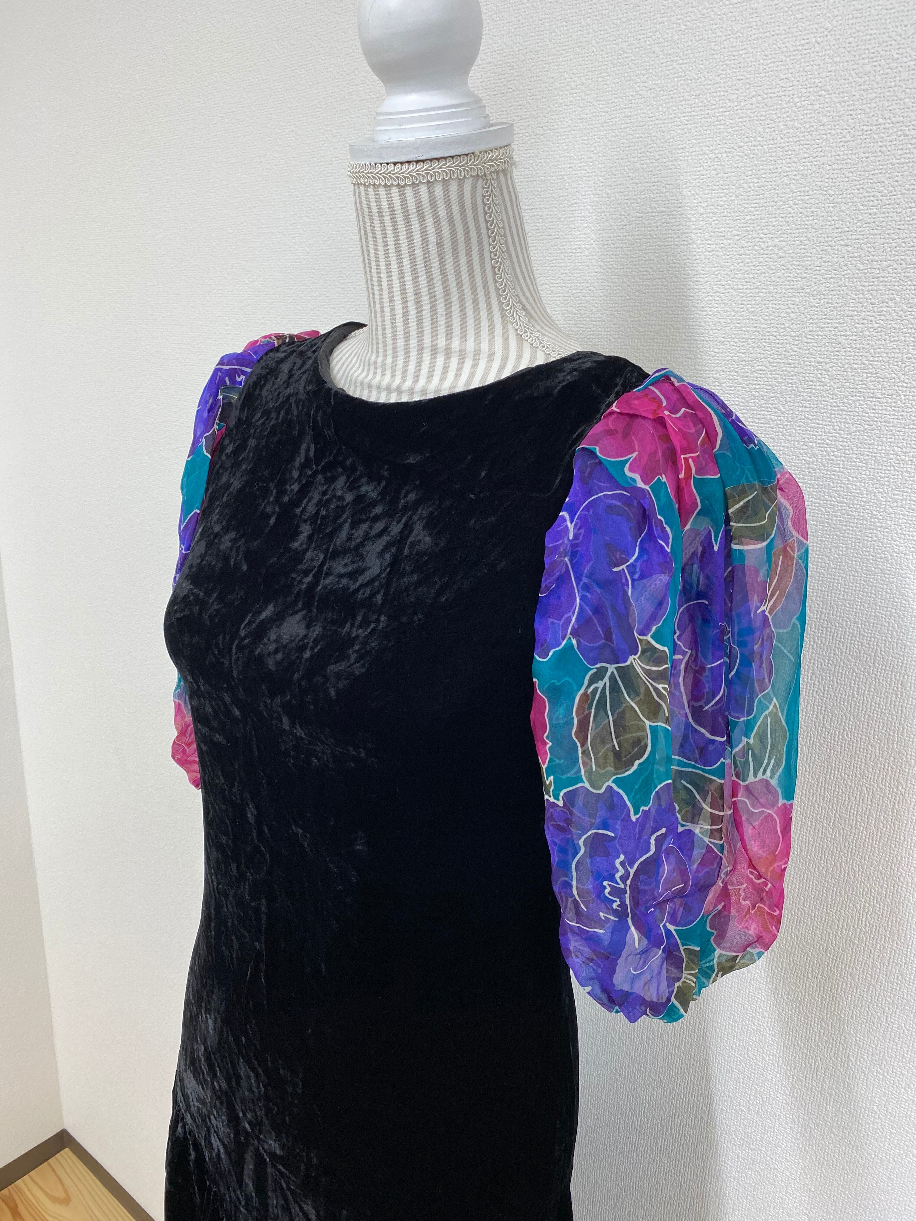 velor × organdy flower dress