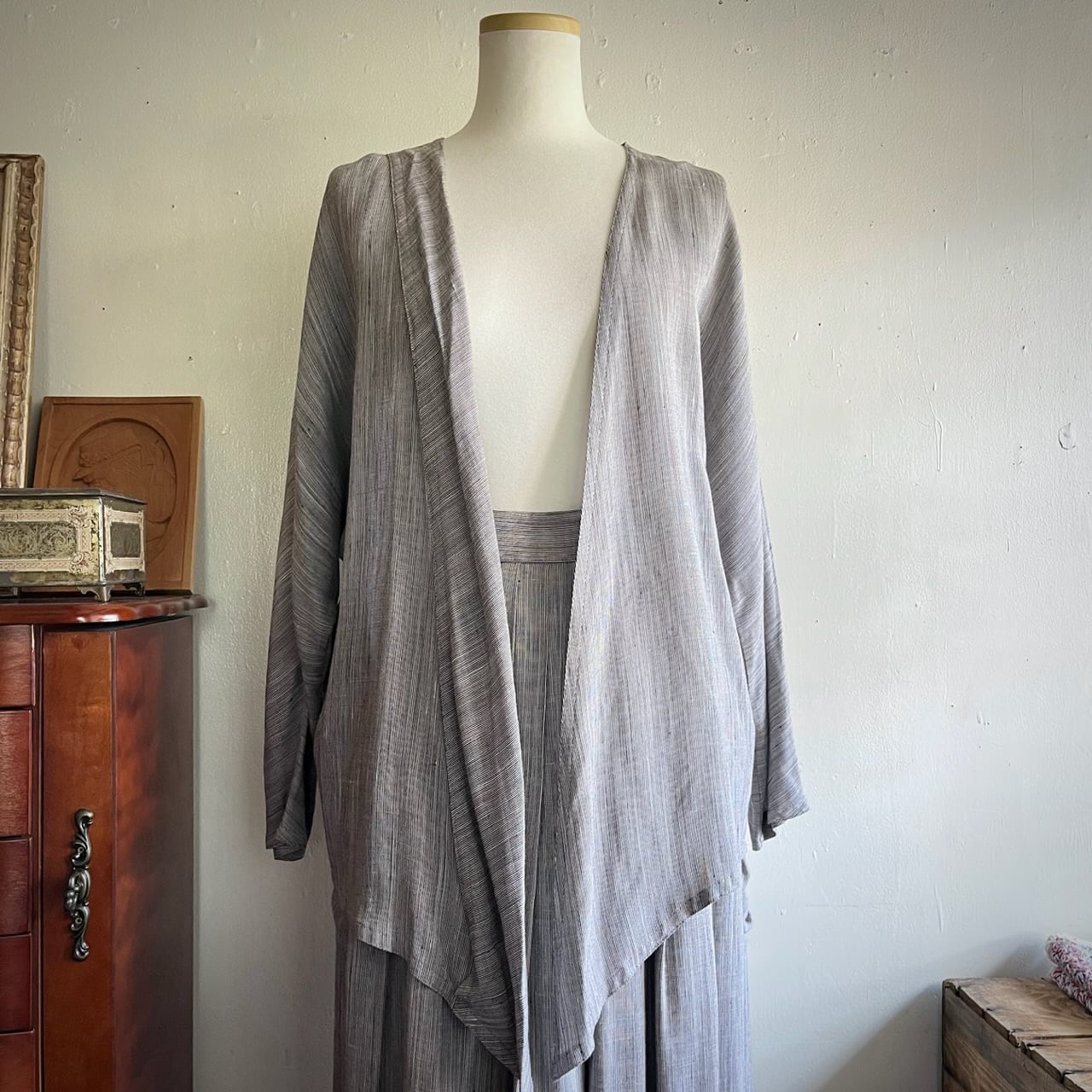 linen mix design cardigan/麻混の心地よいデザインカーディガン