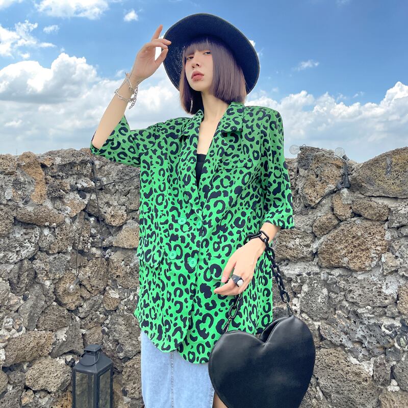 ジャケット サマー薄手レオパードプリント柄カジュアル 夏物 ラブタオタオダレンハウス65381561800