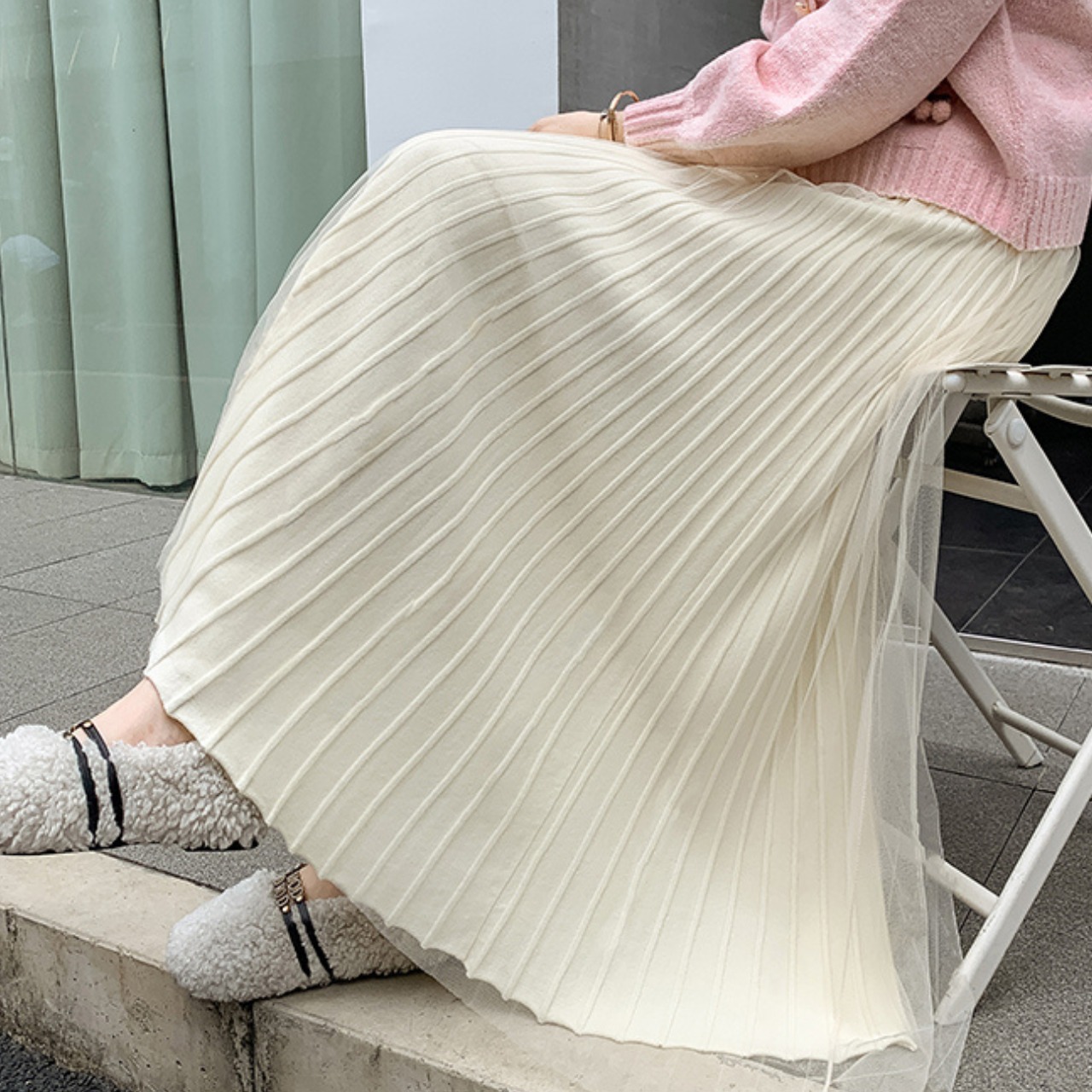 チュール リバーシブル ニット スカート 10298