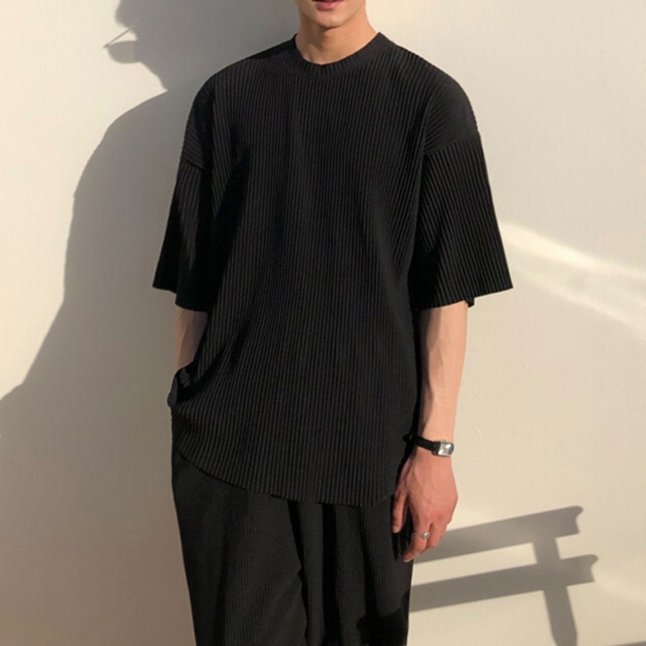 サマーリブブラックスーツTシャツ（別売りでセットアップのパンツあり）　MT0080454