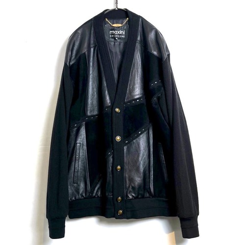 [maxini] Vintage Leather x Knit Jacket [1990s-] Vintage Leather x Knit Cardigan