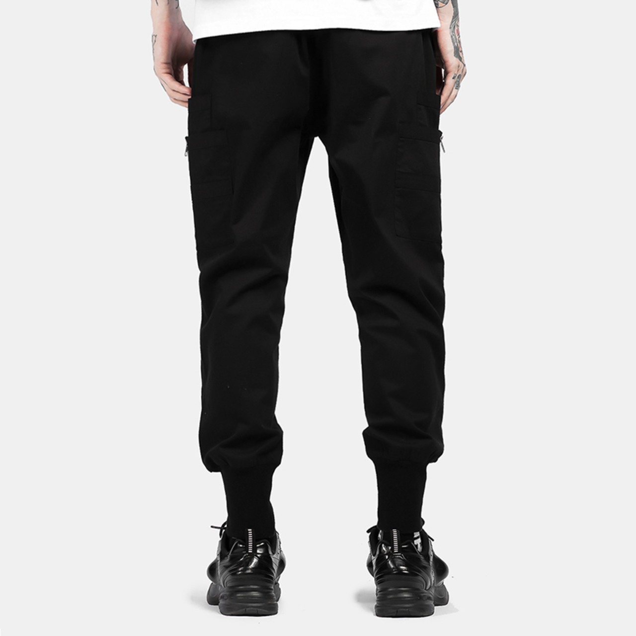 【HIPANDA】1681 メンズ ジップ カーゴパンツ MEN’S ZIP CARGO PANTS / BLACK