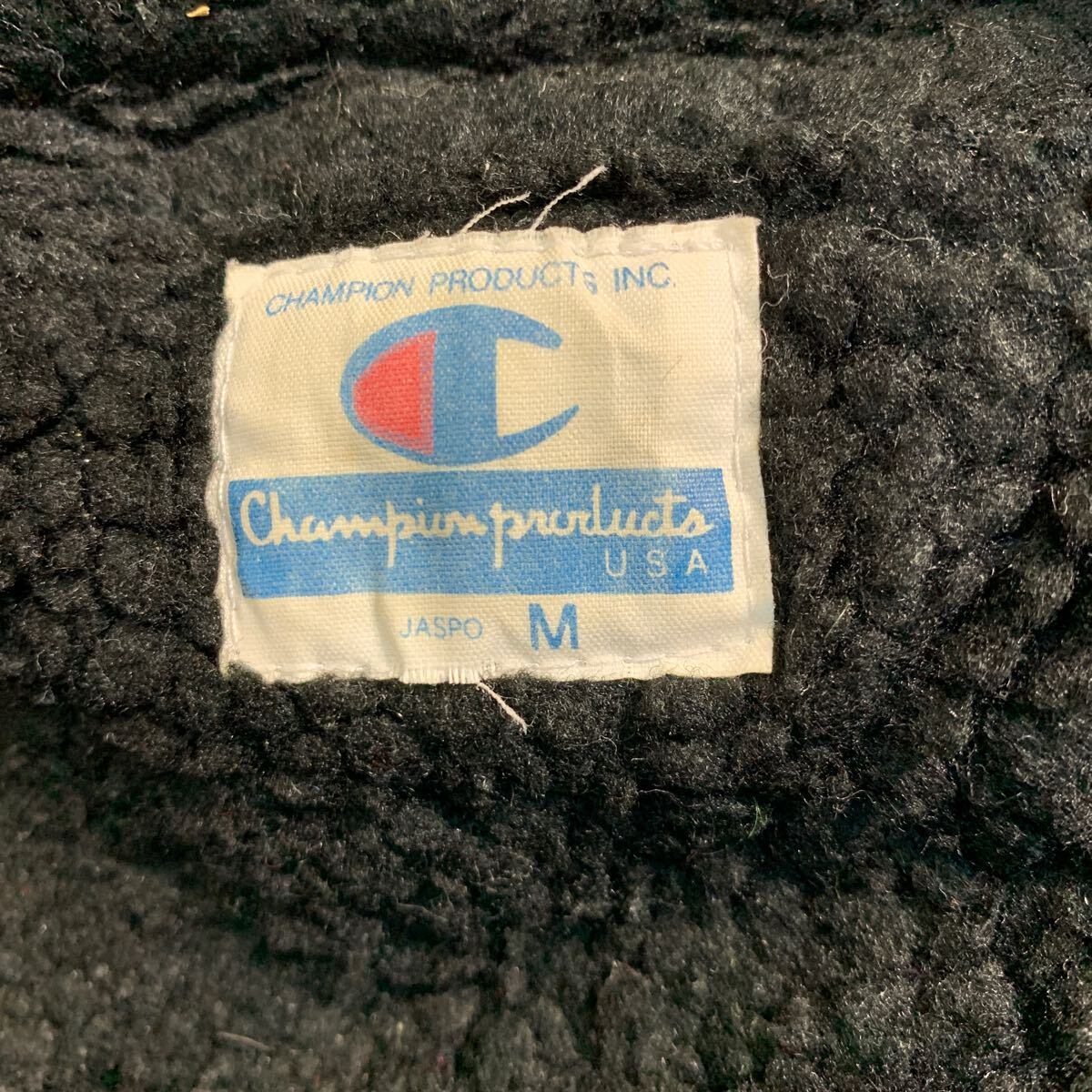 Champion 裏ボア ナイロンジャケット M ブルー チャンピオン 袖ロゴ