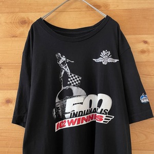 【INDYCAR】メキシコ製 インディ500 ロゴ プリント レーシング Tシャツ バックプリント 袖プリント  XL ビッグサイズ US古着