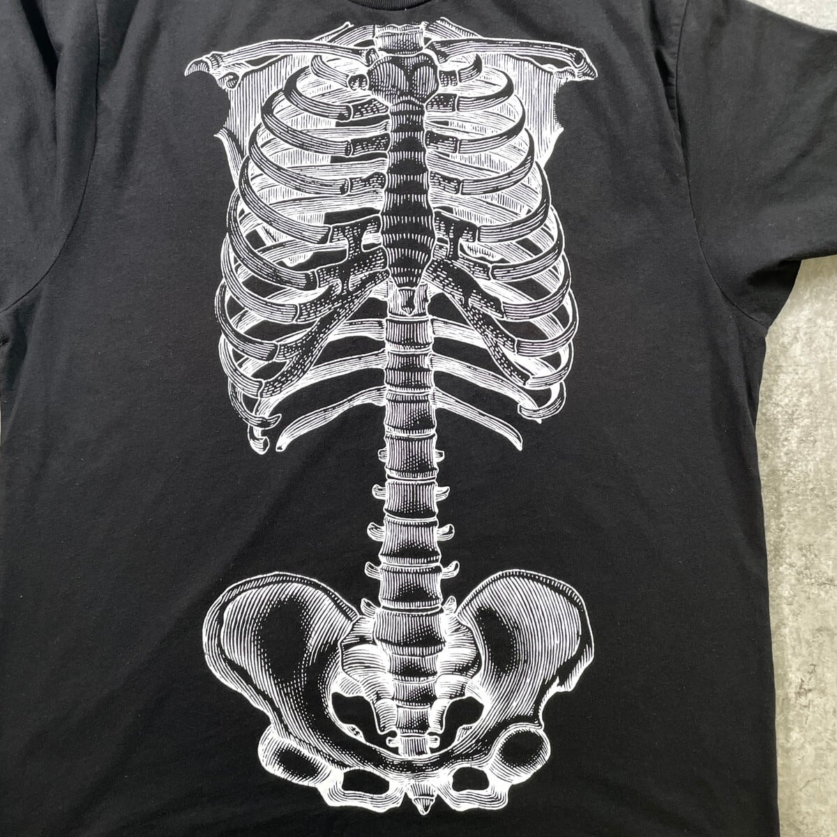 スカルボーン だまし絵 ジョーク プリントTシャツ メンズXL 古着 人体