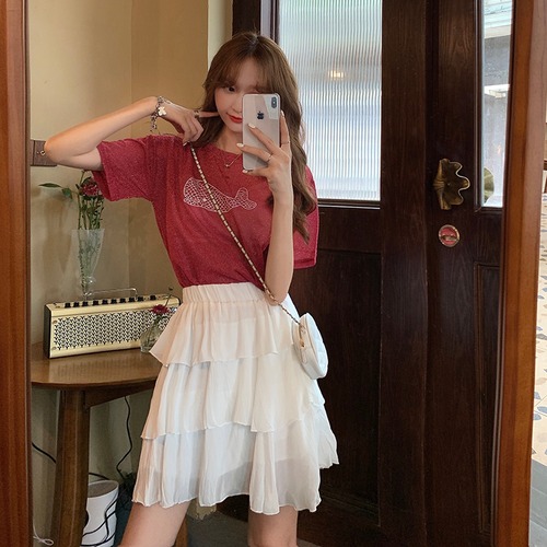 ✞ プリントラウンドネックTシャツ スカート スウィート ✞ゴスロリ SM ミリ 甘ロリ クラロリ 和ロリ エレガント 黒ロリ 姫ロリ 華ロリ BB-BB7696168