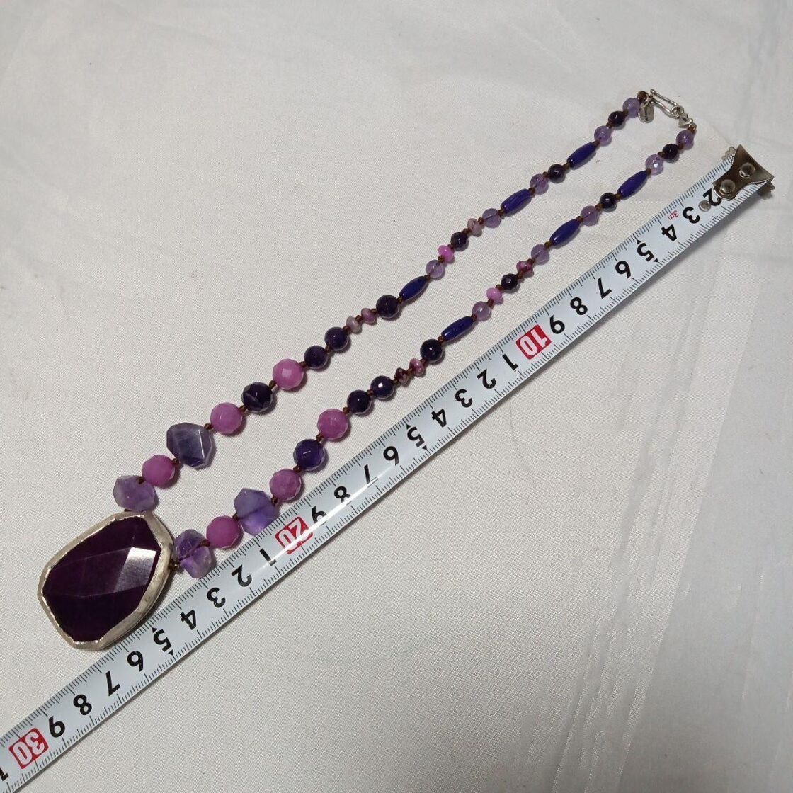 1059超美品 チャンルー ネックレス カラーストーン SV925 パープル 
