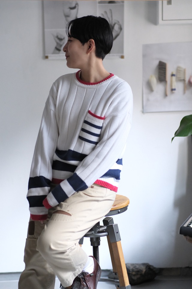 90's- -old- "cotton knit sweater" "Eddie Bauer"