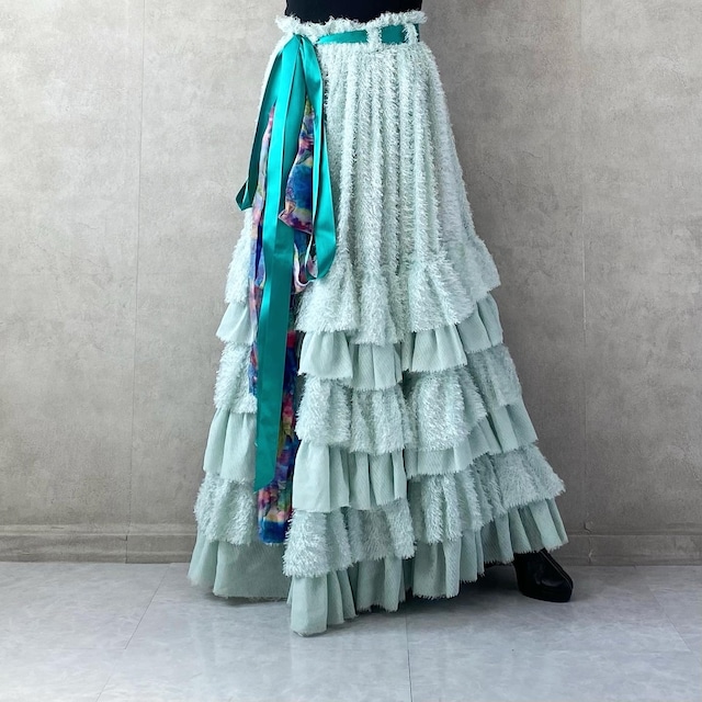 ※予約 Cut jacquard ruffle skirt 【pays des fees】