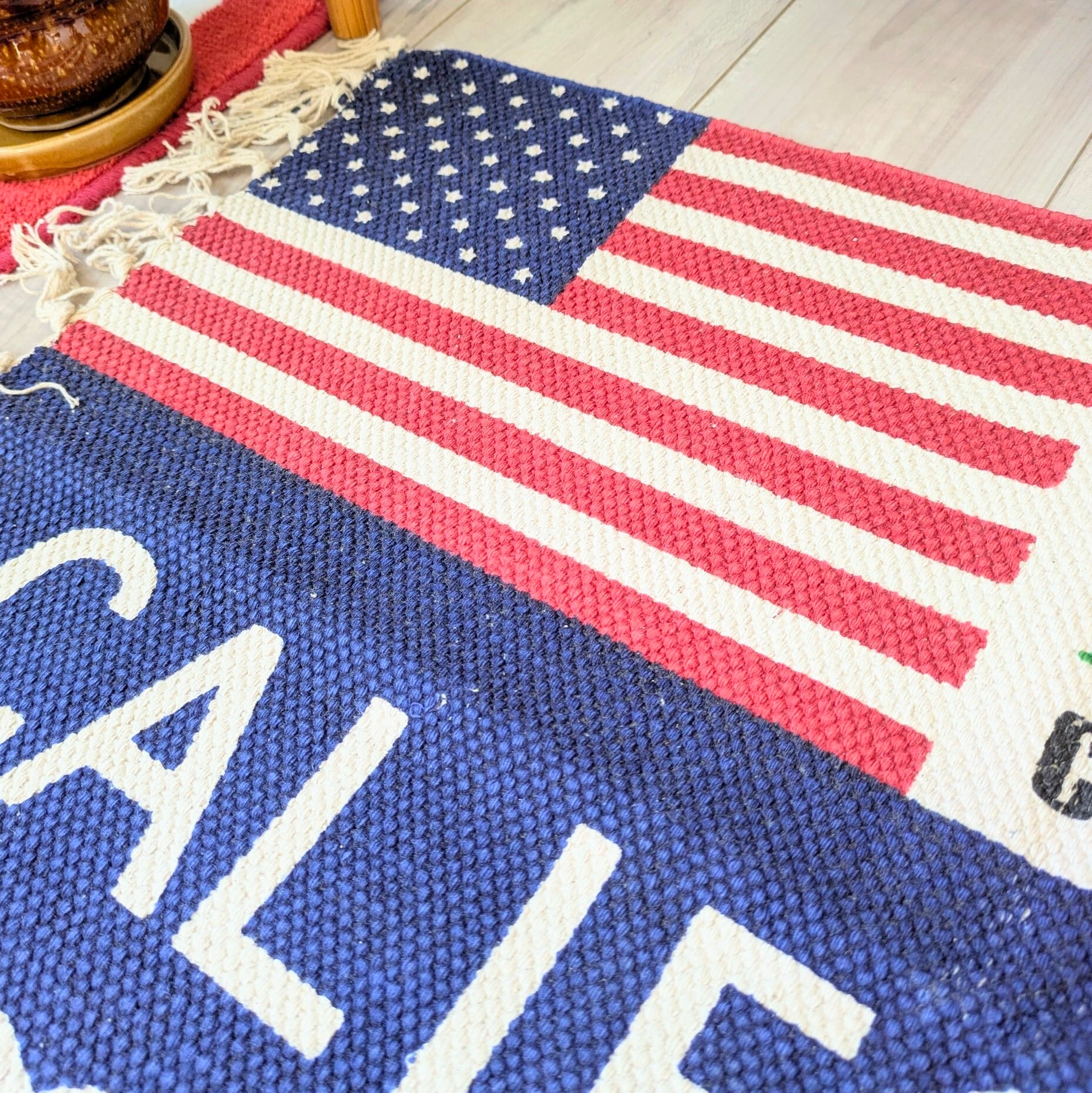 【 CALIFORNIA REPUBLIC ( カリフォルニア州 ) 】 カリフォルニア州旗デザイン / COTTON MAT / コットンマット/ Floor Mat / フロアマット〚アメリカン雑貨 アメトイ〛