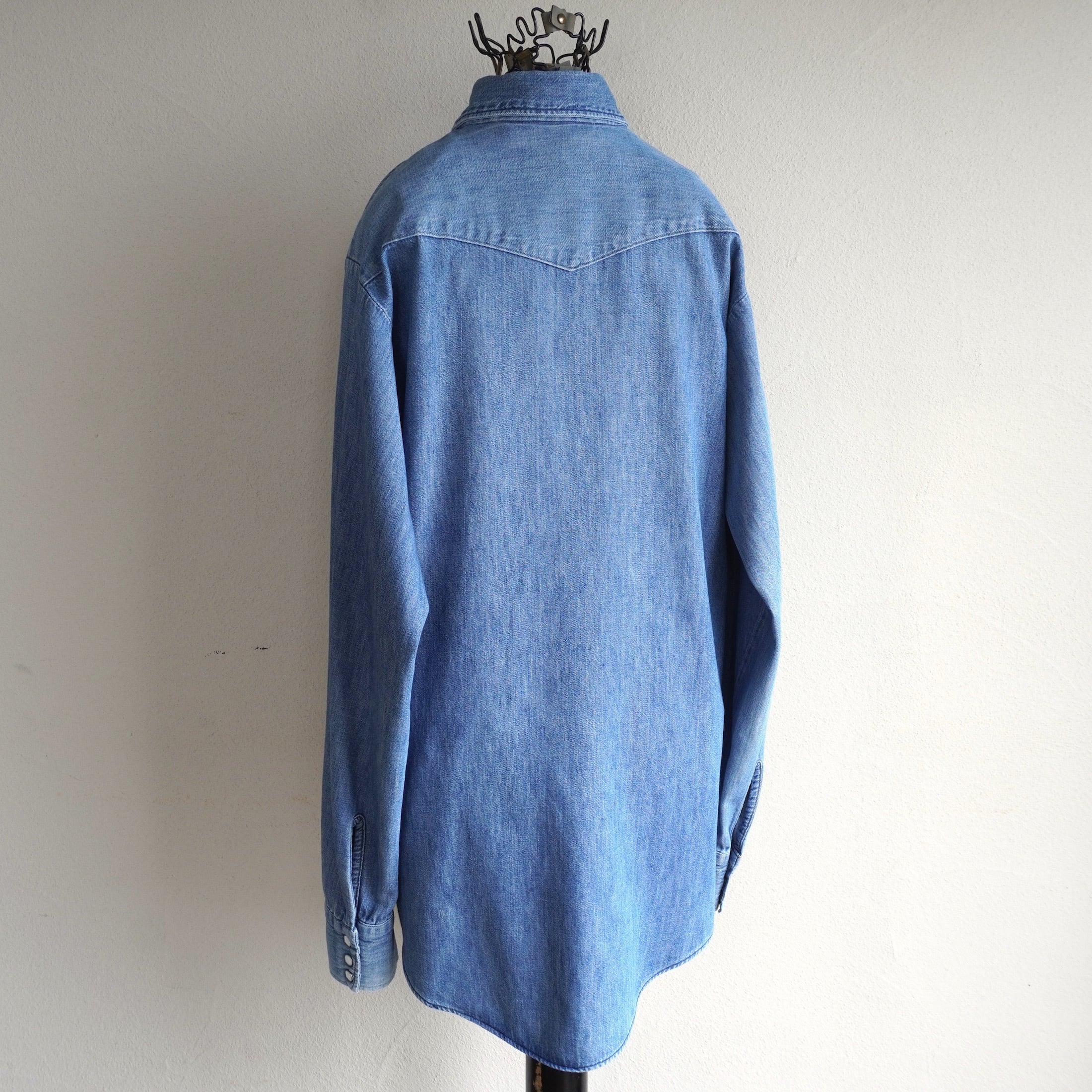 1970's [Key] L/S デニムウエスタンシャツ ブルー 実寸(men's M程度